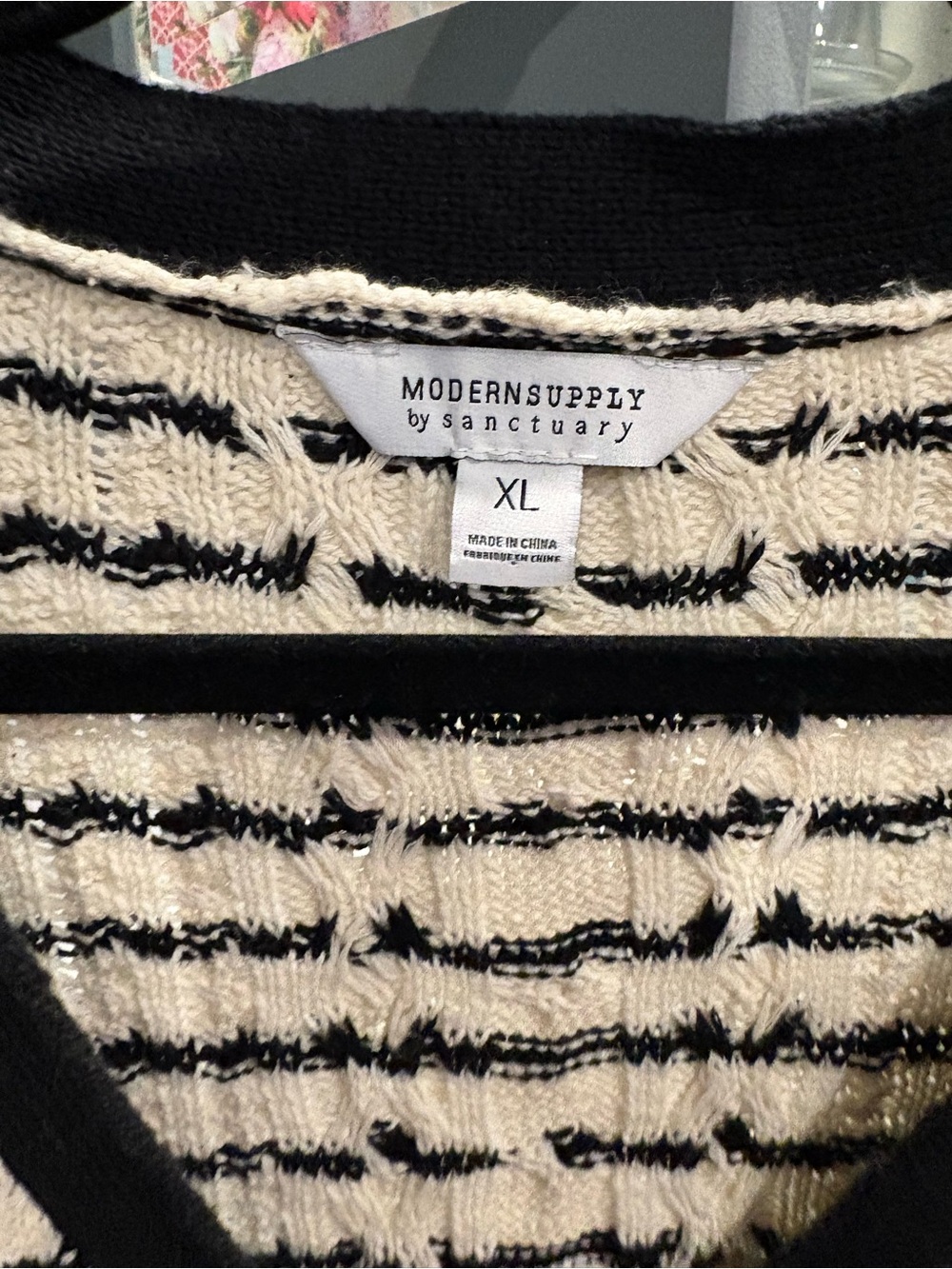 Modern Supply by Sanctuary Striped Knit Cardigan Sweater - Black & Cream - Picture 2 of 6